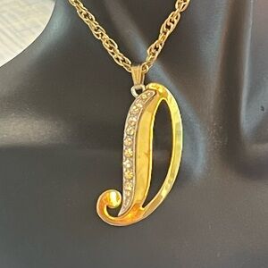 Gold Pendant Necklace with Crystals